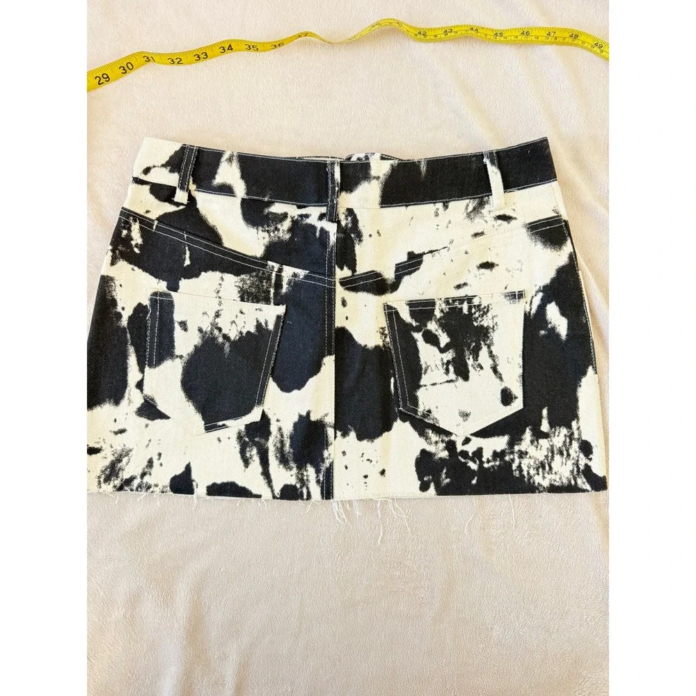NWT Et Clet Cow Print Denim Mini Skirt Western Y2K Boutique Size‎ S